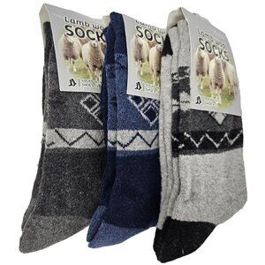 Men's Lamb Wool Socks, Thermal Warm Winter Heavy Duty Boot Crew Socks 3-Pack